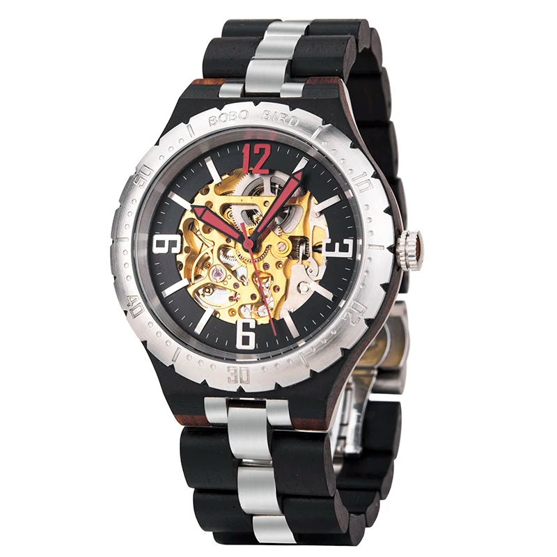 BOBO BIRD Men's Automatic Mechanical Watch Wood Man Clock Top Brand High Quality Movement In gift Box relojes para hombre