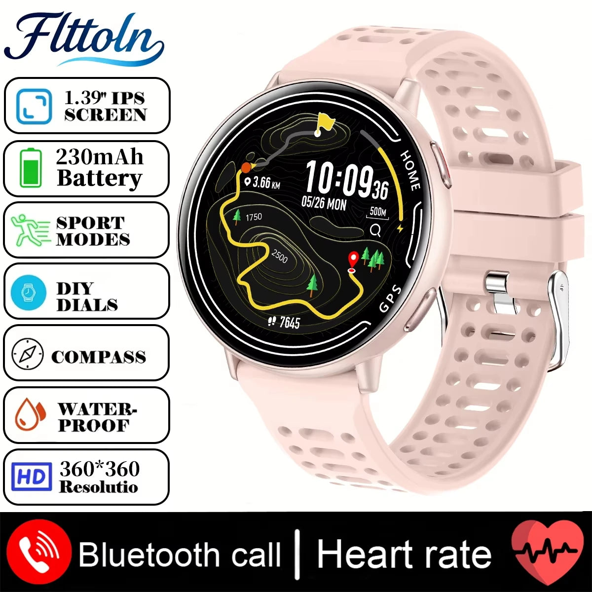 New hot GPS smartwatch 1.43 AMOLED Compass, IP68 waterproof,Bluetooth call,multi-sport watch, gift for men and women For Android