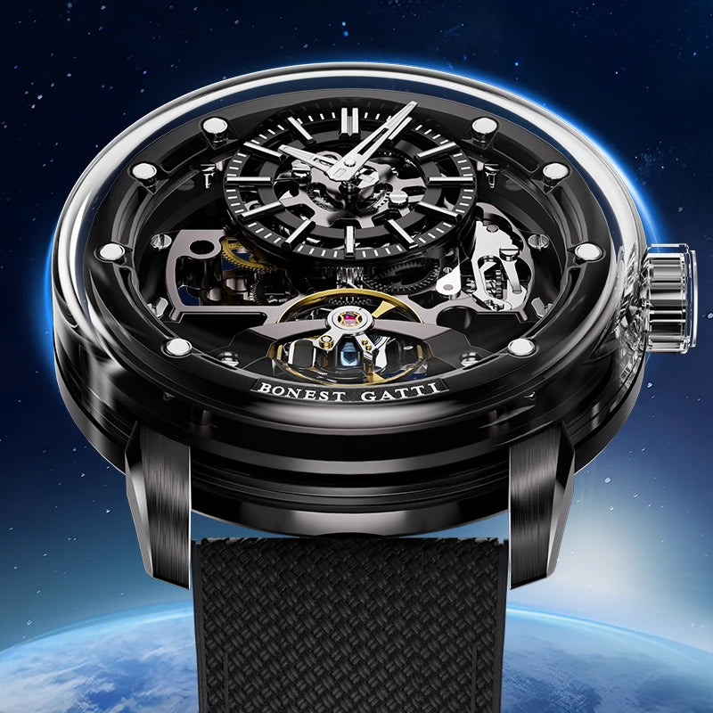 BONEST GATTI Watch for Men Man Automatic Watch Skeleton Luminous Light Luxury Qixi Birthday Gift