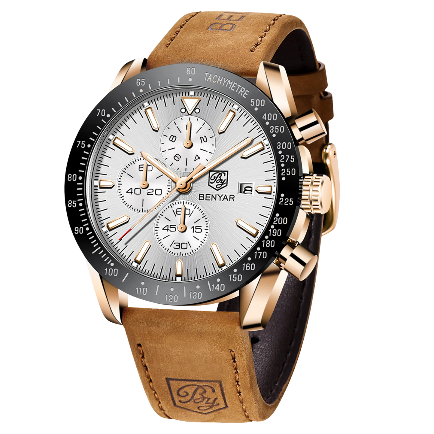 SAPPHERO Classic Quartz Men's Watch Chronicle Waterproof Men's Watch Leather Strap Business Casual Sports Clock