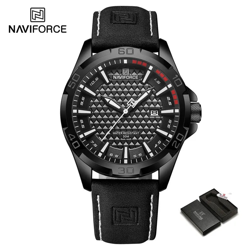 Top Brand NAVIFORCE Men Quartz Watch Sports Shockproof Waterproof Leather Male Fashion Luxury WristWatch Casual Calendar Clock