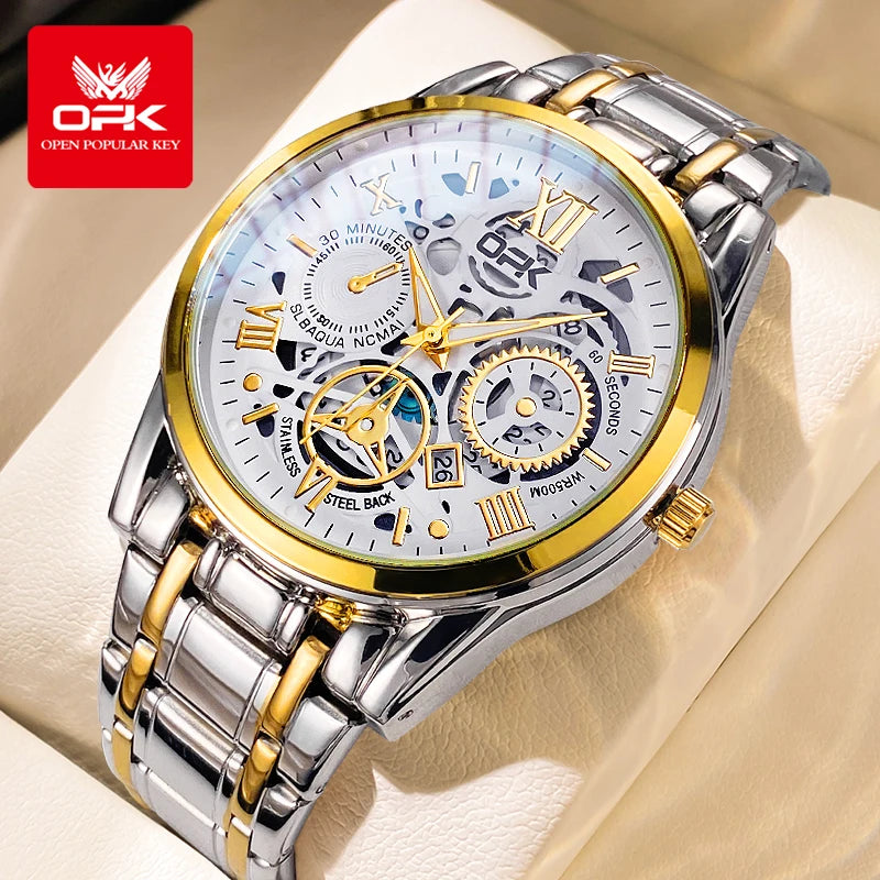 OPK8135 Men's Watch, Steel Band with Night Glow Waterproof