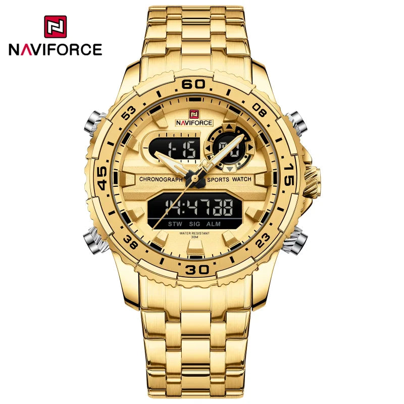 Men's Watches NAVIFORCE Original Trend Brand LCD Display Analog Digital Quartz Man Clock 30m Waterproof Luminous Male Wristwatch
