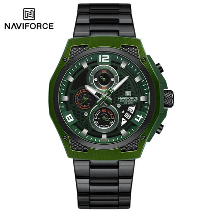NAVIFORCE Brand Casual Sports Men Watches Multifunction Steel Strap Quartz Chronograph With Date Display Wristwatch Reloj Hombre