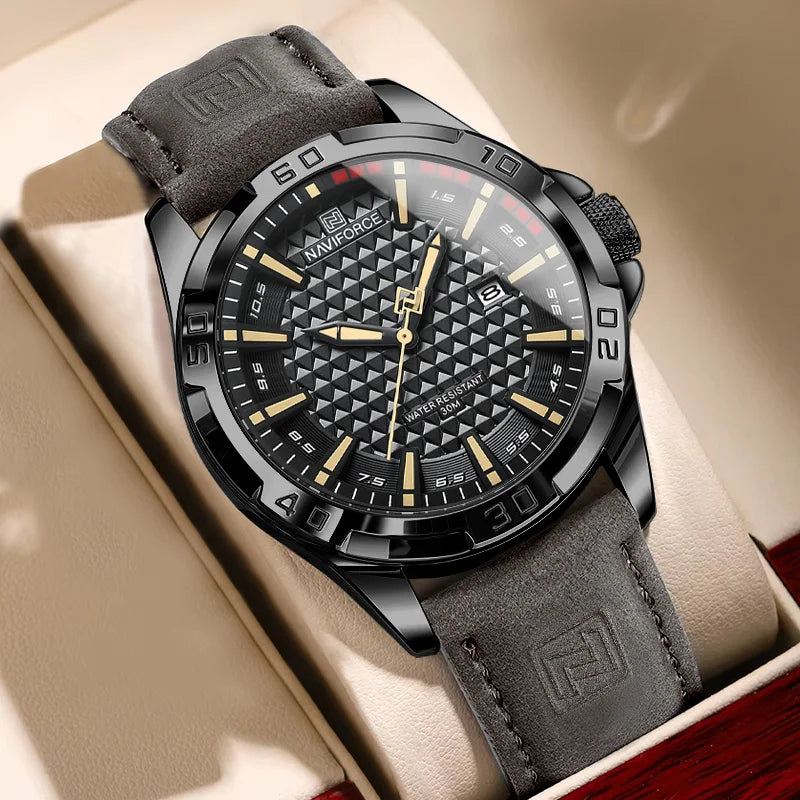 NAVIFORCE Men Casual Sport Military Quartz Calendar Wrist Watch for Man Business Leather Waterproof Male Clock Relogio Masculino