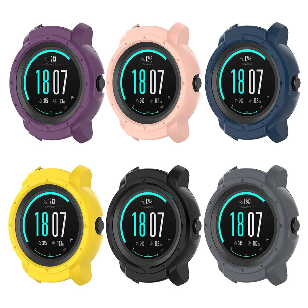 Smart Watch Protective Case Black Pc Cover Compatible for Ticwatch Precise Cutouts Dirt Protection Lightweight Fashionable
