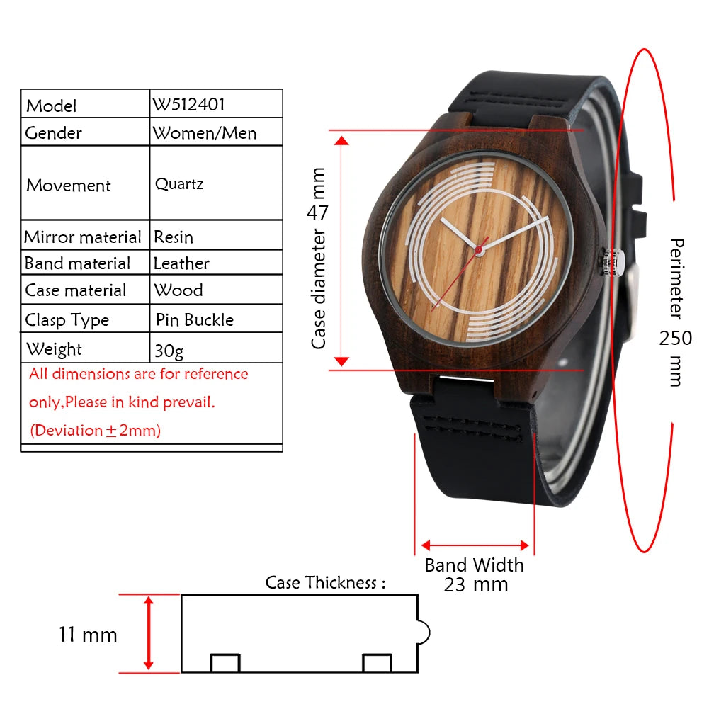 Bob Bird Watch Case Quartz Wristwatch Black Genuine Leather Watch