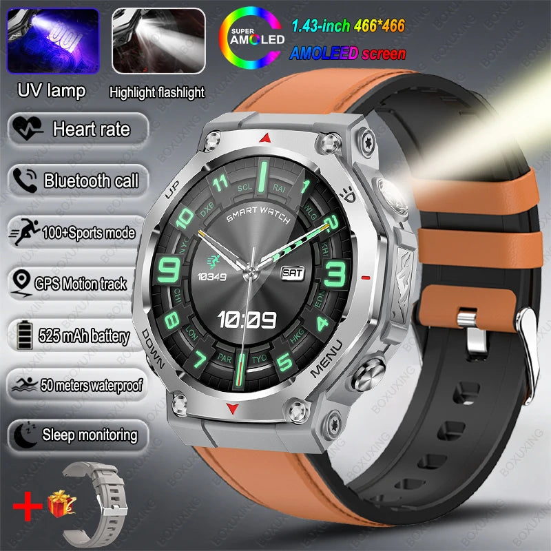 2026 New T-Rex 3 Ultra Outdoor Sports Smart Watch Men GPS Motion Track 5 ATM Waterproof Heart Rate HD Bluetooth Call Smart Watch