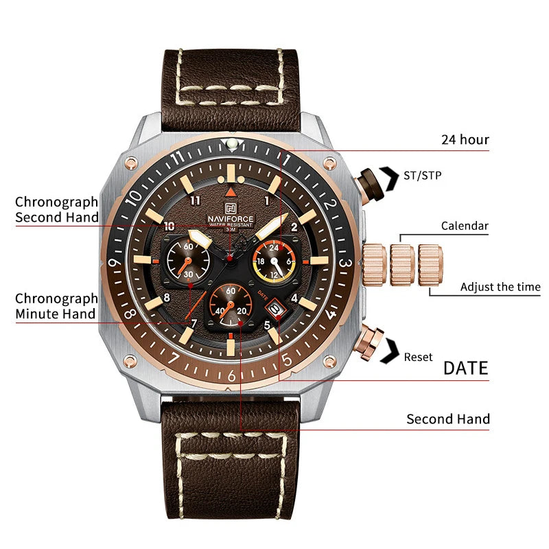 New NAVIFORCE Trend Fashion Man 30m Waterproof Watches 24 Hours and Date Display Wristwatch Male Casual Clocks Relogio Masculino