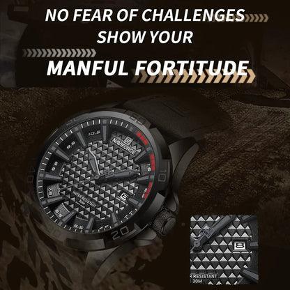 Top Brand NAVIFORCE  Men Quartz Watch Sports Shockproof Waterproof Leather Male Fashion Luxury WristWatch Casual Calendar Clock