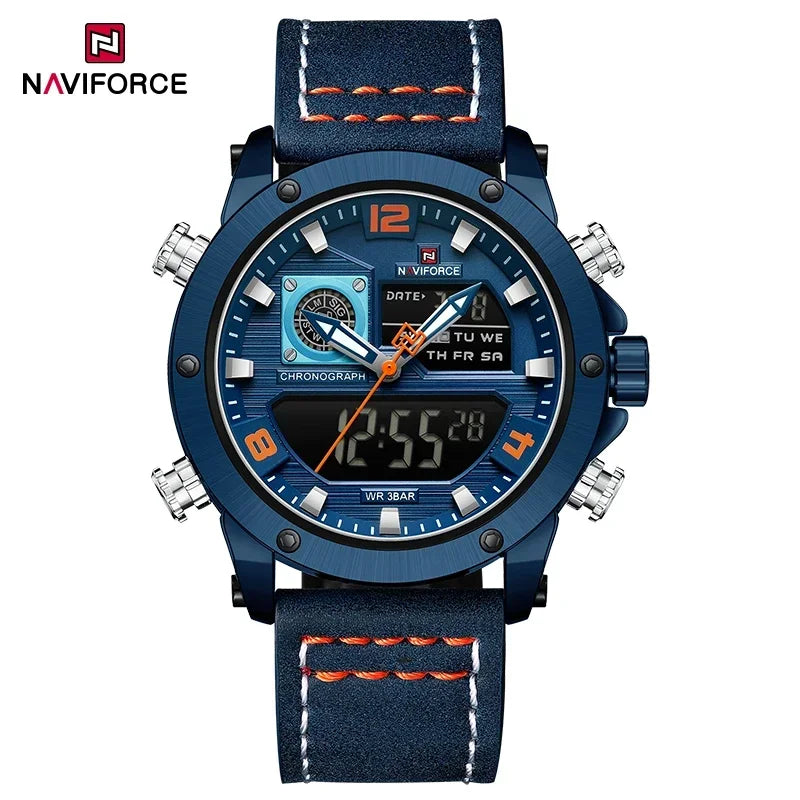 NAVIFORCE Digital Mens Military Watch Waterproof Watch Dual Display Quartz Sports Watch For Men Luminous High Quality Wristwatch