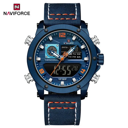 NAVIFORCE Digital Mens Military Watch Waterproof Watch Dual Display Quartz Sports Watch For Men Luminous High Quality Wristwatch