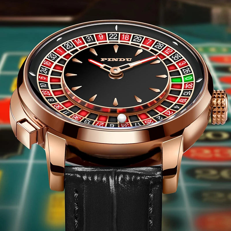 PINDU  NH35A Roulette Table Table Ceramic Sphere Sapphire Waterproof Mechanical Watches