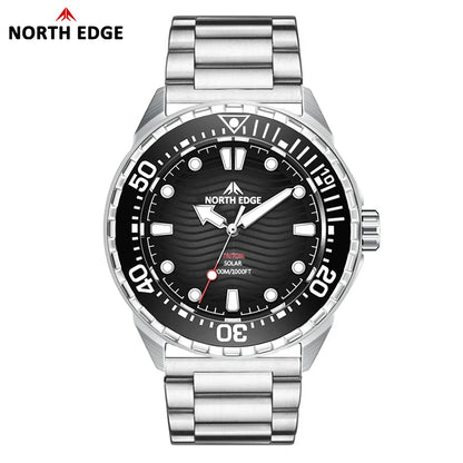 NORTH EDGE 2026 New TRITON Solar Powered Dive Watch Men Luxury Quartz Watches For Men 316L Stainless Steel Case Waterproof 300M