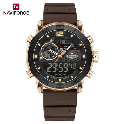 NAVIFORCE Men's Lightweight Sports Wrist Watch Dual Display Time Night Light Watches Boy's Quartz  Stopwatch Multifunctional