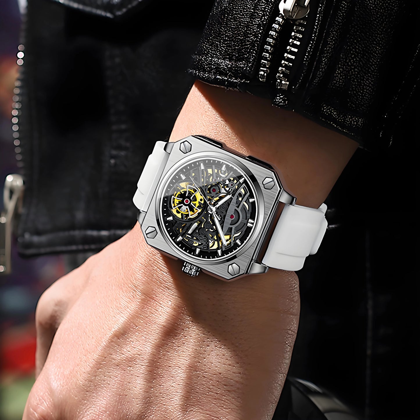 BINBOND mechanical wristwatches for men luxury luminous waterproof automatic accurate tourbillon men's watch skeleton reloj