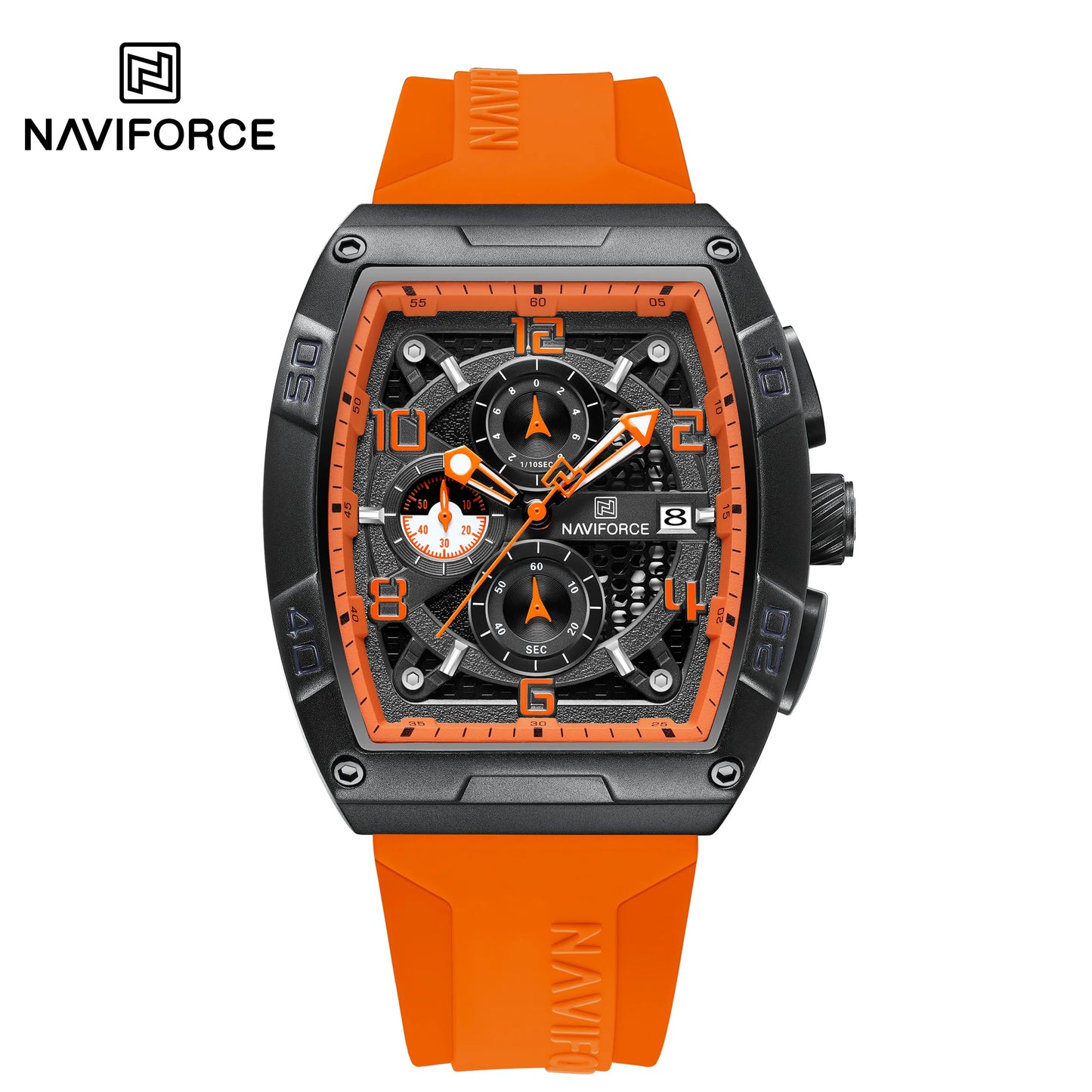 NAVIFORCE Men Quartz Multi-function Calendar Watches Male Personalized Fashion Sport  Wrist Watches Large Dial TPU Strap Clock