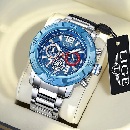 LIGE 2026 Mens Watches Top Brand Luxury Business Men Watch Chronograph Male Clock Men Quartz Wristwatches Relogio Masculino+BOX