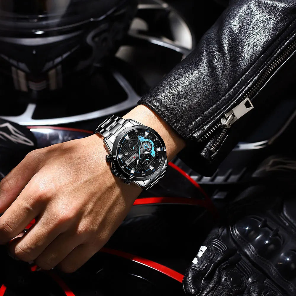Stainless Steel Watches for Mens Creative Fashion Luminous Dial with Chronograph Clock Male Casual Wristwatches Business