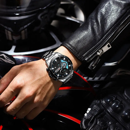 Stainless Steel Watches for Mens Creative Fashion Luminous Dial with Chronograph Clock Male Casual Wristwatches Business