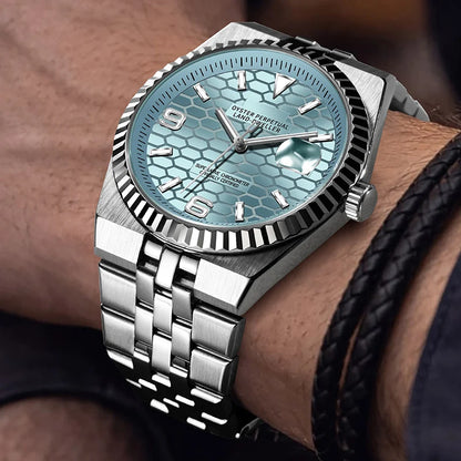 PINDU New Watch Automatic Mechanical Men Watches Business Casual Japan NH35A Sapphire 100M Water Resistant Luminous Man Watch