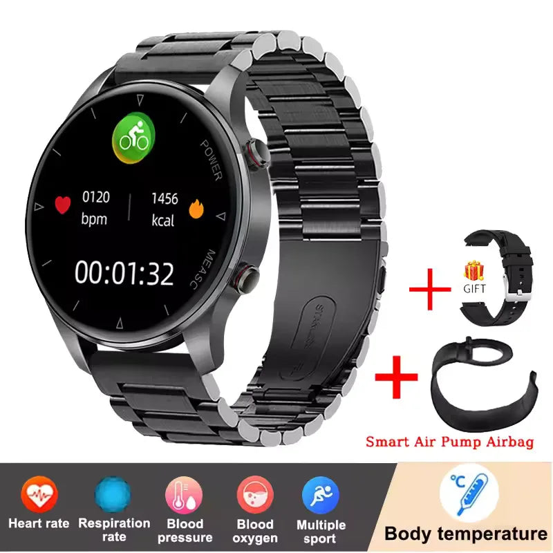 2026 New Blood Pressure Heart Rate Sleep Monitoring Health Smartwatch Men AirPump Airbag IP86 Waterproof Sports Smar twatch