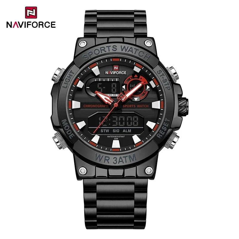 NAVIFORCE Men Military Watch Waterproof Wristwatch Dual Display Quartz Clock Sport Watch Male Big Watches Men Relogios Masculino