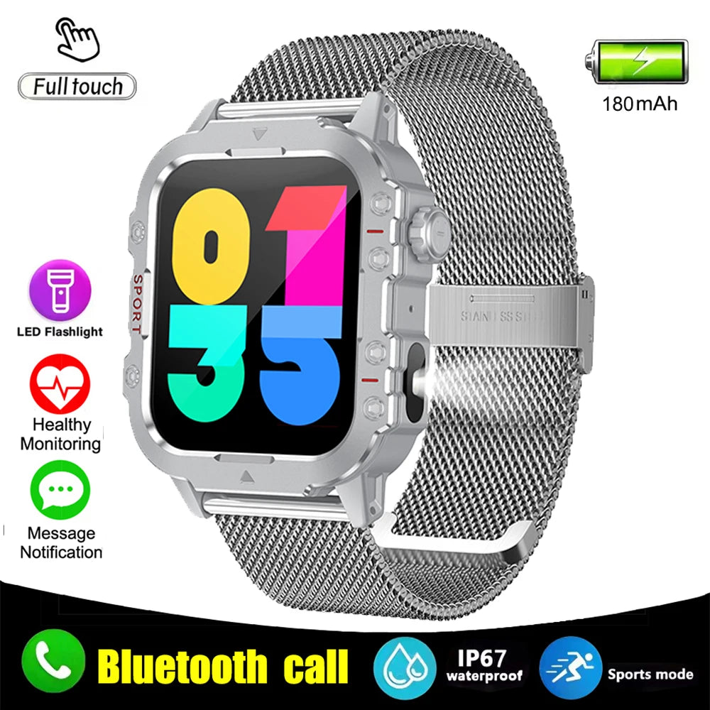 2026 New Military Smart Watch Men IP67 3ATM Outdoor Sports Fitness Tracker Health Monitor 1.44Inch BT Call Smartwatch