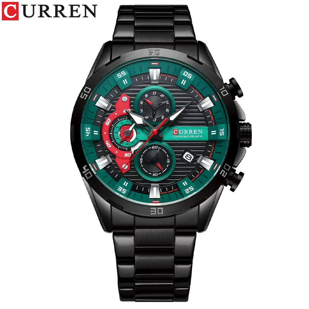 Stainless Steel Watches for Mens Creative Fashion Luminous Dial with Chronograph Clock Male Casual Wristwatches Business