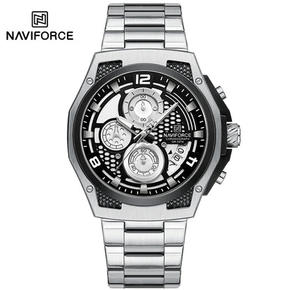 NAVIFORCE Brand Casual Sports Men Watches Multifunction Steel Strap Quartz Chronograph With Date Display Wristwatch Reloj Hombre