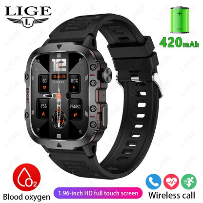 Men's Smartwatch Military Outdoor Sports Health Monitoring Bluetooth Call Voice Assistant Waterproof For Android IOS Smart Watch