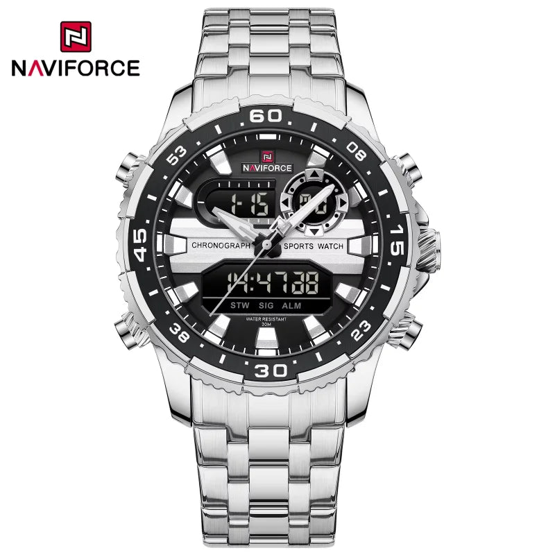 Men's Watches NAVIFORCE Original Trend Brand LCD Display Analog Digital Quartz Man Clock 30m Waterproof Luminous Male Wristwatch