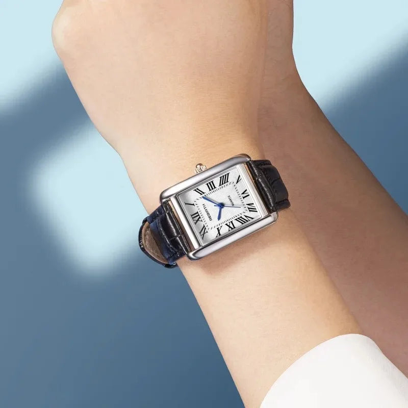 Rebirth 002 Elegant Mini Light Design Rectangle Dial Water Resistant Quartz Movement Business Women Analog Wrist Watch Gift
