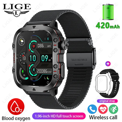 Men's Smartwatch Military Outdoor Sports Health Monitoring Bluetooth Call Voice Assistant Waterproof For Android IOS Smart Watch