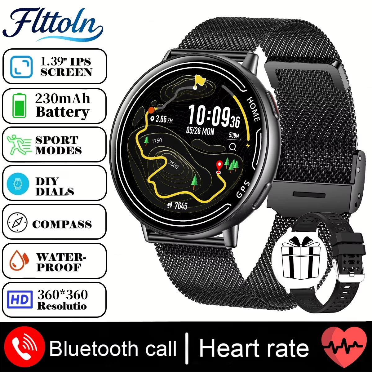 New hot GPS smartwatch 1.43 AMOLED Compass, IP68 waterproof,Bluetooth call,multi-sport watch, gift for men and women For Android