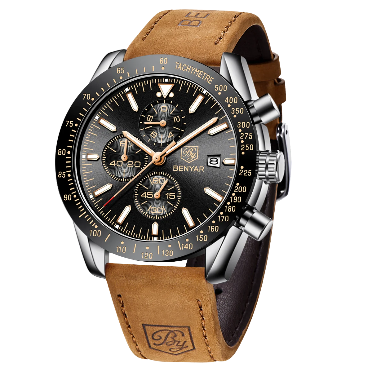 SAPPHERO Classic Quartz Men's Watch Chronicle Waterproof Men's Watch Leather Strap Business Casual Sports Clock