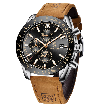 SAPPHERO Classic Quartz Men's Watch Chronicle Waterproof Men's Watch Leather Strap Business Casual Sports Clock