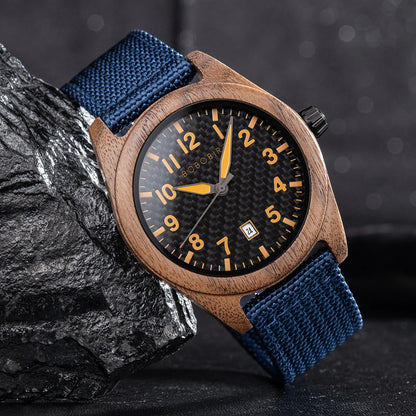 BOBOBIRD Wooden Watches Original Design Vintage Quartz Watches Eco Gifts for Man's Wristwatch Nylon Strap Clock 2024 New Arrival