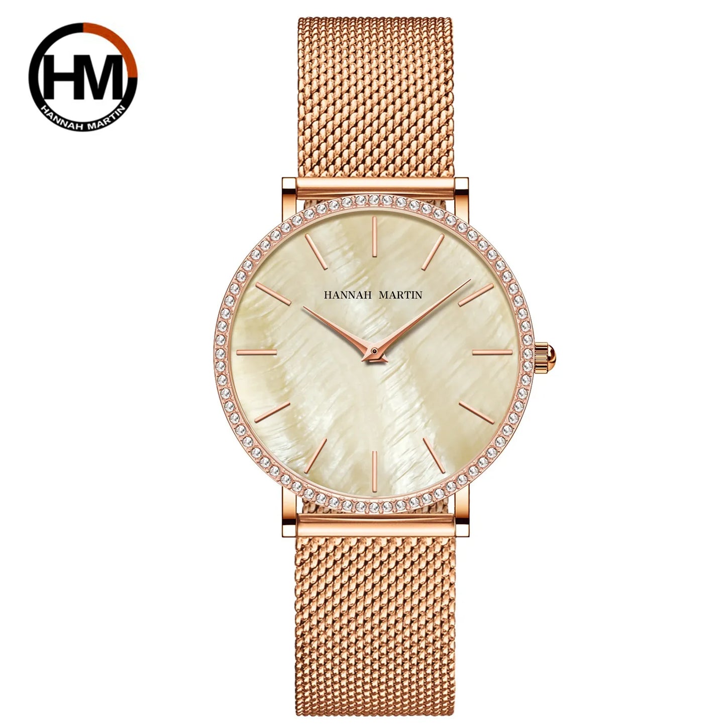 Hannah Martin Luxury Water Diamond Rose Gold  Quartz Watch