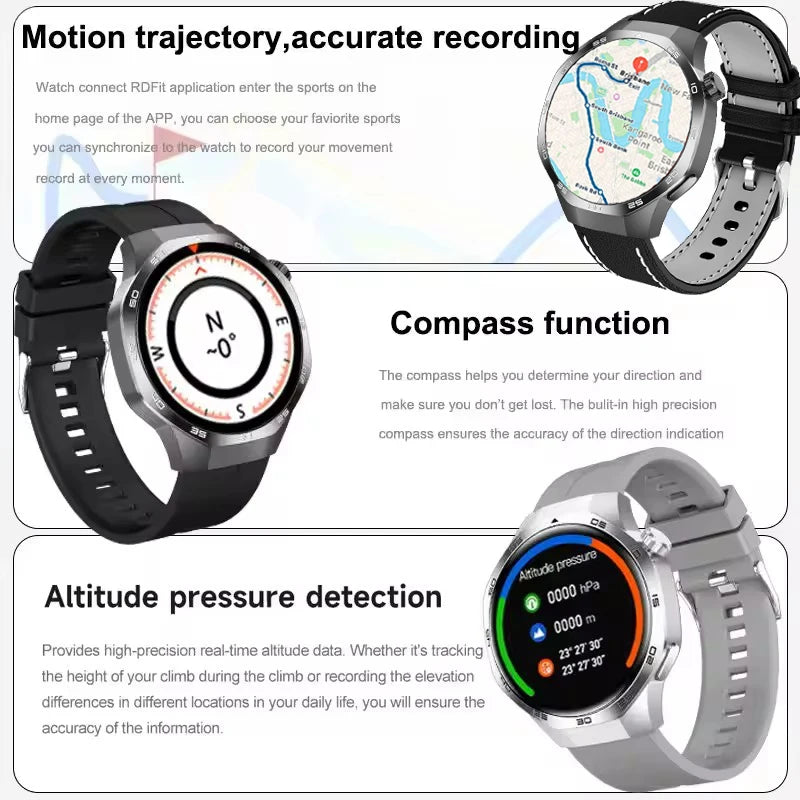 2026 Watch 5 Pro GPS Track Compass Smart Watch Men 360*360 AMOLED Screen NFC BT Call Waterproof Health Monitor Man Smartwatches