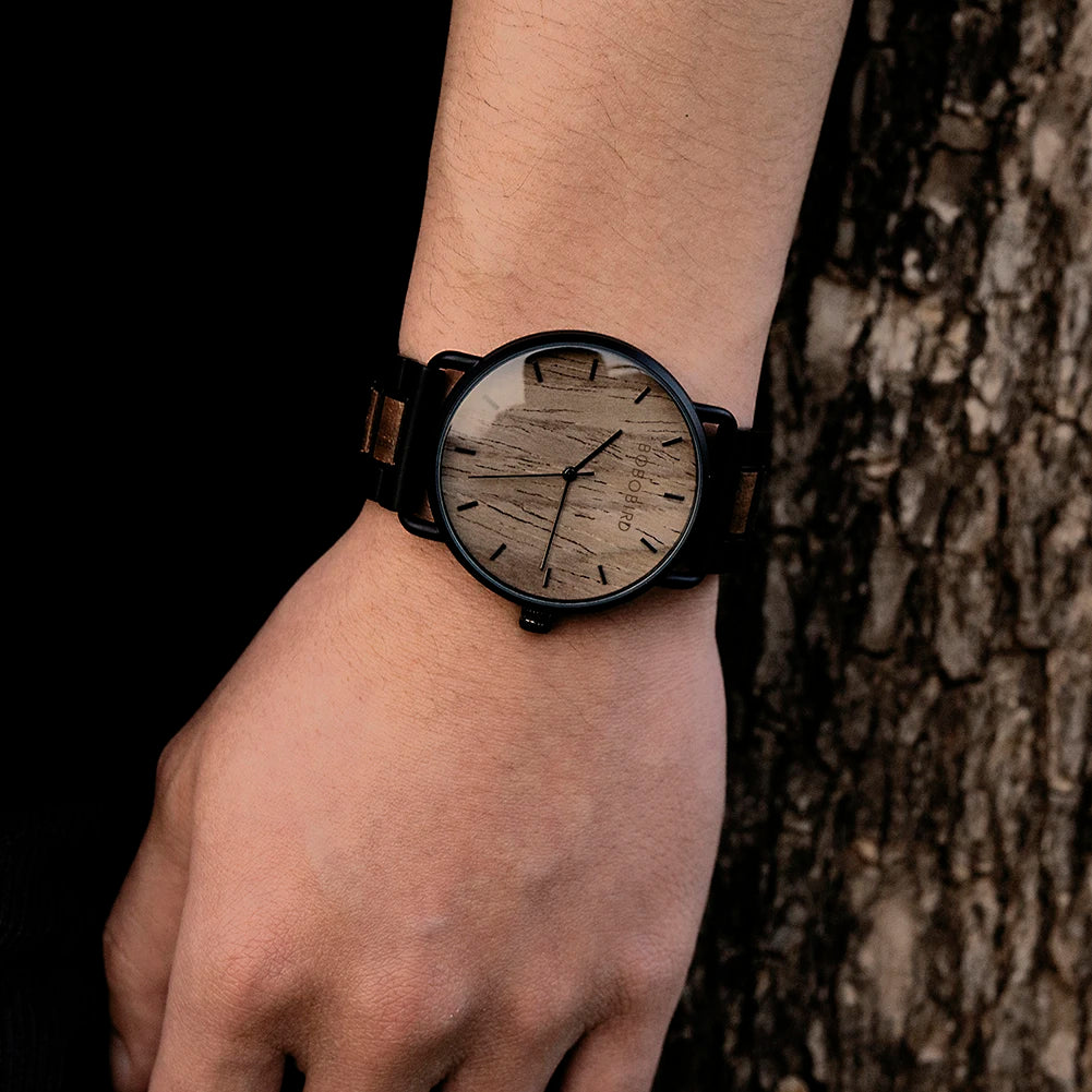 BOBO BIRD Watch Men Zebra Wood  Luxury Brand montre homme Quartz Wristwatches Male Clock Simple Ultra-thin Watches for Man