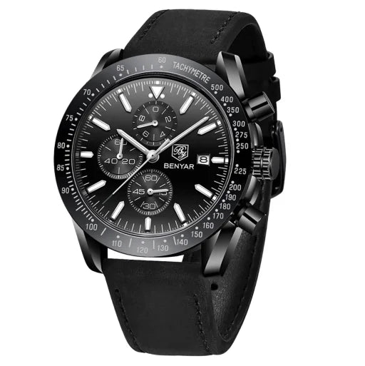 SAPPHERO Classic Quartz Men's Watch Chronicle Waterproof Men's Watch Leather Strap Business Casual Sports Clock