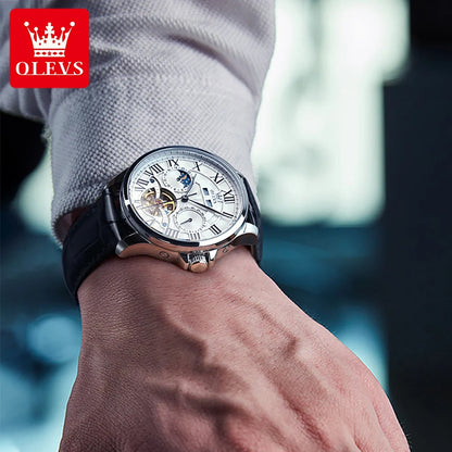 OLEVS 7013 Automatic Men Watch Moon phase Waterproof Luxury Men's Watch Date Stainless steel Mechanical Watch