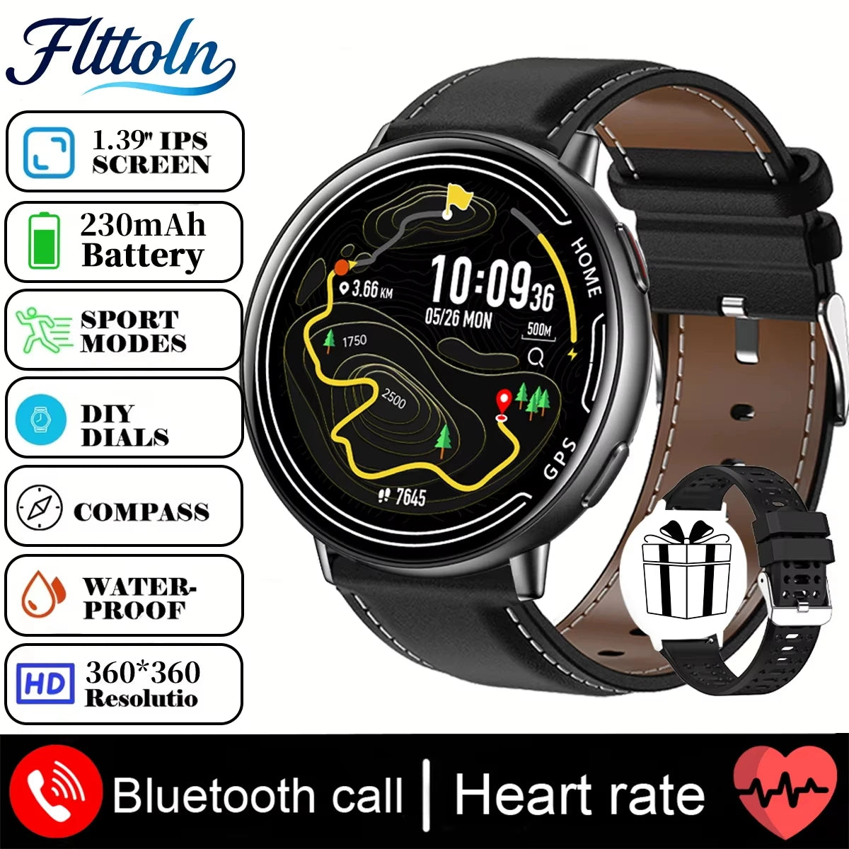 New hot GPS smartwatch 1.43 AMOLED Compass, IP68 waterproof,Bluetooth call,multi-sport watch, gift for men and women For Android