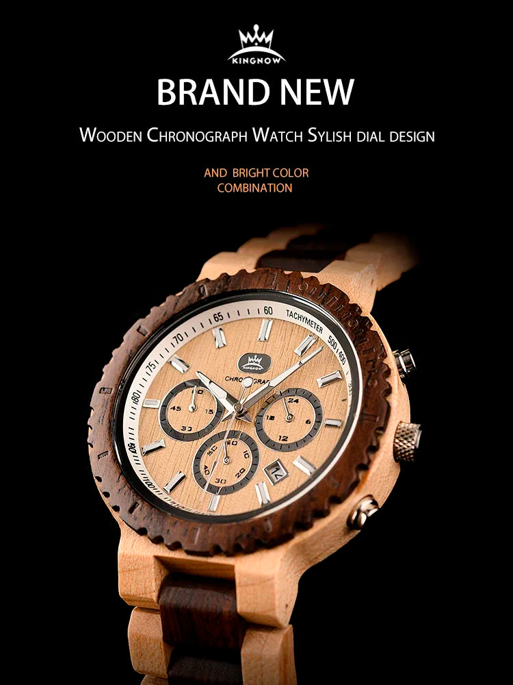 BOBOBIRD & KINGNOW Retro Design Men's Eco-Friendly Wooden Quartz Watch Vintage Eco-Friendly Wood Wristwatch Fashion Timepiece