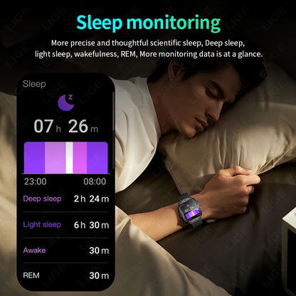 Men's Smartwatch Military Outdoor Sports Health Monitoring Bluetooth Call Voice Assistant Waterproof For Android IOS Smart Watch