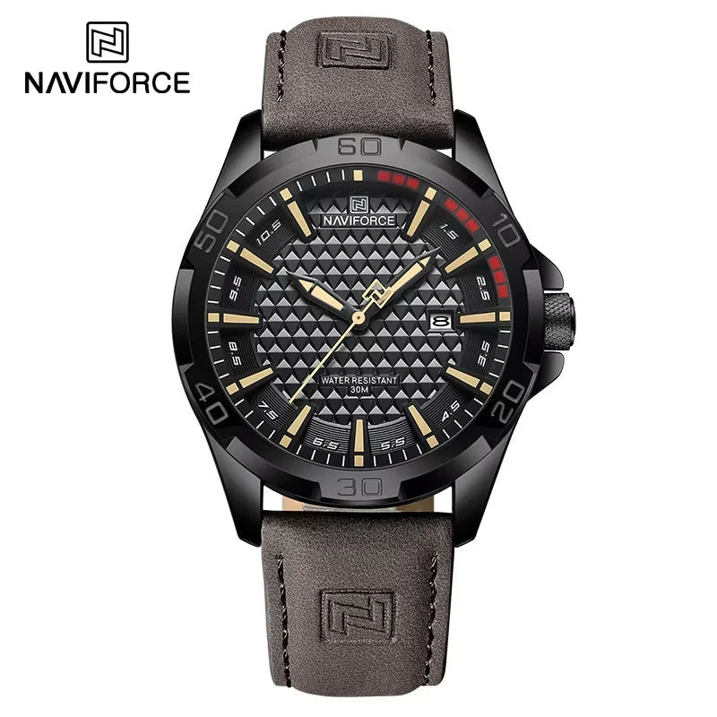 NAVIFORCE Men Casual Sport Military Quartz Calendar Wrist Watch for Man Business Leather Waterproof Male Clock Relogio Masculino
