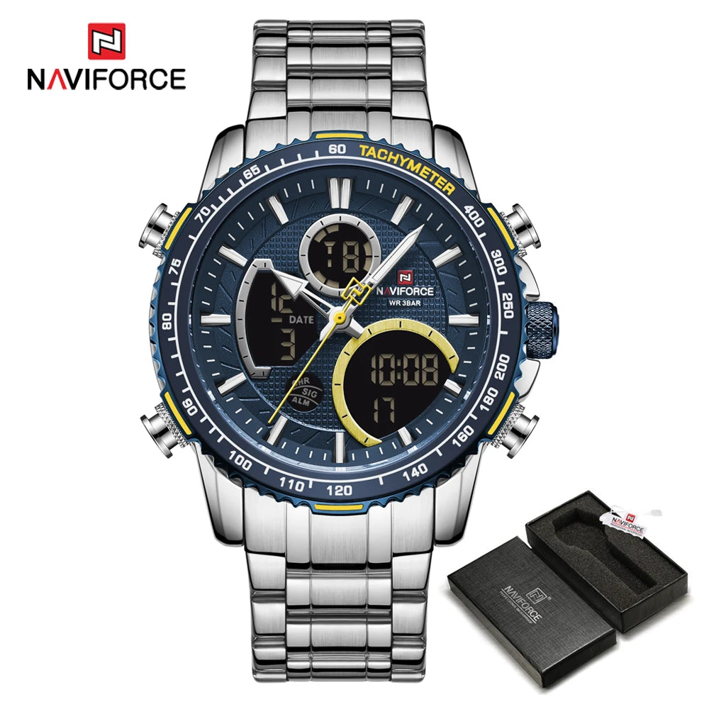 NAVIFORCE 2025 New Sport Watch for Men Luxury Original Wrist Watch Stainless Steel Mens Dual Display Military Waterproof Watches