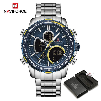 NAVIFORCE 2025 New Sport Watch for Men Luxury Original Wrist Watch Stainless Steel Mens Dual Display Military Waterproof Watches