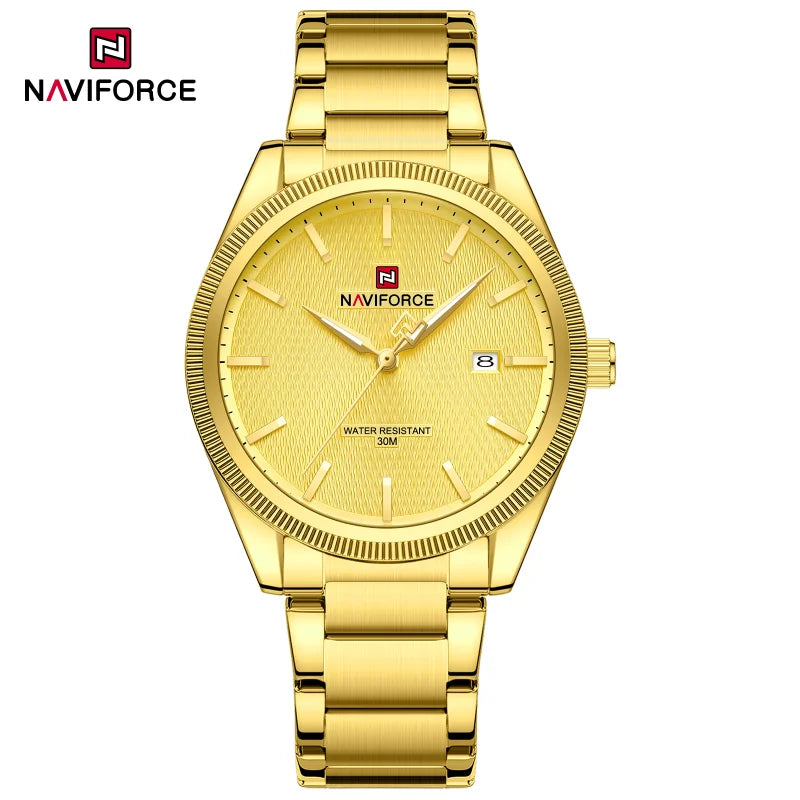 NAVIFORCE Men's Fashion Watch Luxury Business Quartz Wristwatch Stainless Steel Strap Waterproof Luminous Clock with Calendar